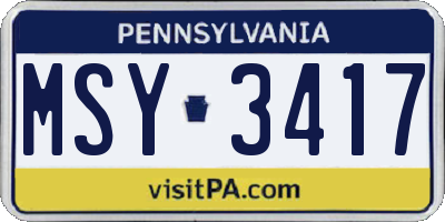 PA license plate MSY3417