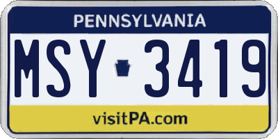 PA license plate MSY3419