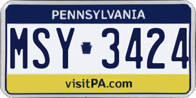 PA license plate MSY3424