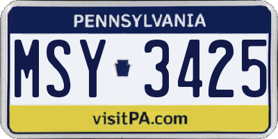 PA license plate MSY3425