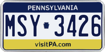 PA license plate MSY3426