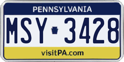 PA license plate MSY3428