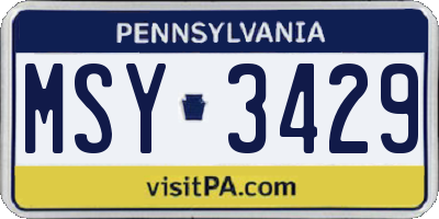 PA license plate MSY3429