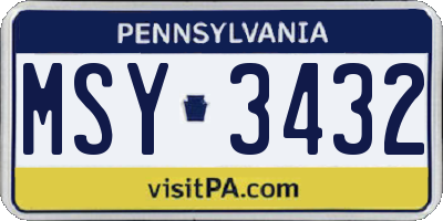 PA license plate MSY3432