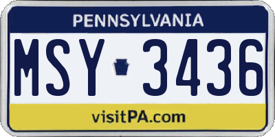 PA license plate MSY3436
