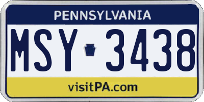 PA license plate MSY3438