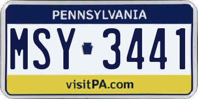 PA license plate MSY3441