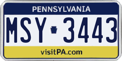 PA license plate MSY3443
