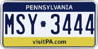 PA license plate MSY3444