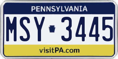 PA license plate MSY3445