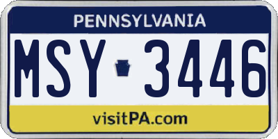 PA license plate MSY3446