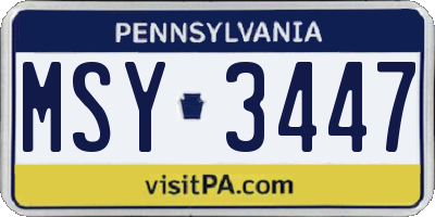 PA license plate MSY3447