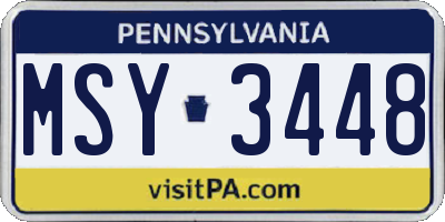PA license plate MSY3448