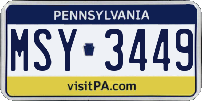 PA license plate MSY3449