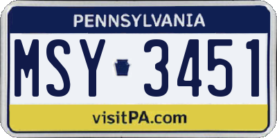 PA license plate MSY3451