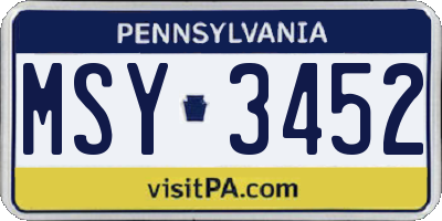 PA license plate MSY3452