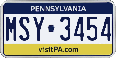 PA license plate MSY3454