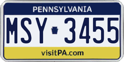 PA license plate MSY3455