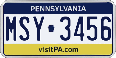 PA license plate MSY3456