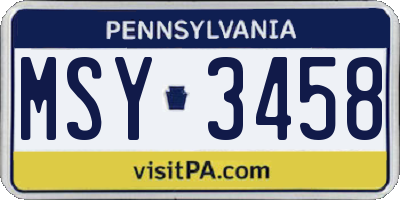 PA license plate MSY3458