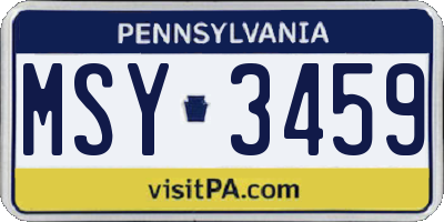 PA license plate MSY3459