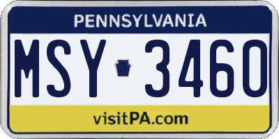 PA license plate MSY3460