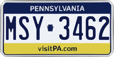 PA license plate MSY3462