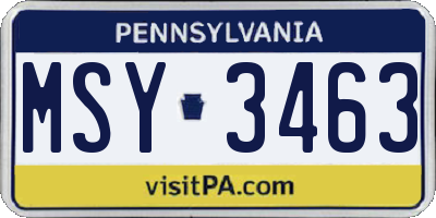 PA license plate MSY3463