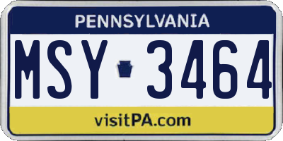 PA license plate MSY3464