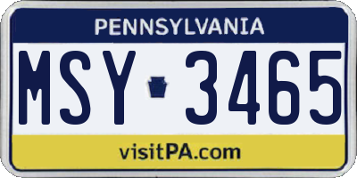 PA license plate MSY3465