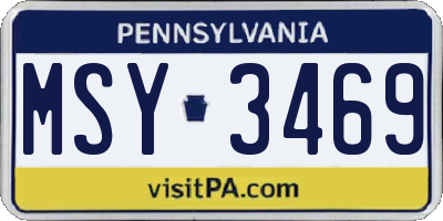 PA license plate MSY3469