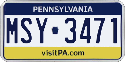 PA license plate MSY3471