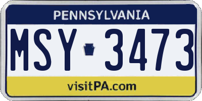 PA license plate MSY3473