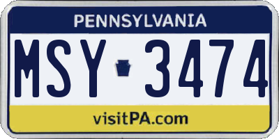 PA license plate MSY3474