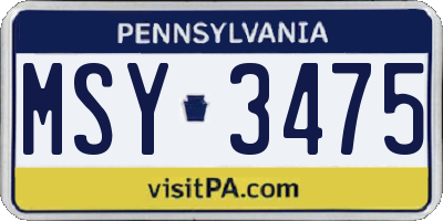 PA license plate MSY3475