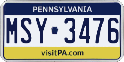 PA license plate MSY3476