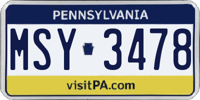 PA license plate MSY3478