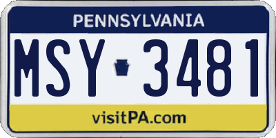 PA license plate MSY3481
