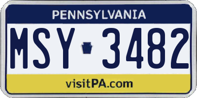 PA license plate MSY3482
