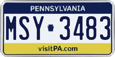 PA license plate MSY3483