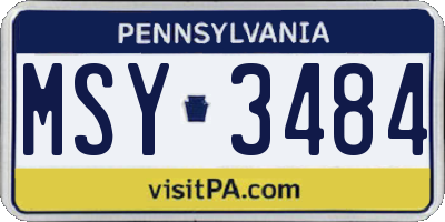 PA license plate MSY3484