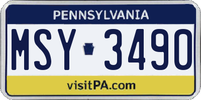 PA license plate MSY3490