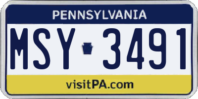 PA license plate MSY3491