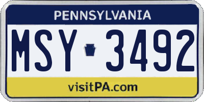 PA license plate MSY3492