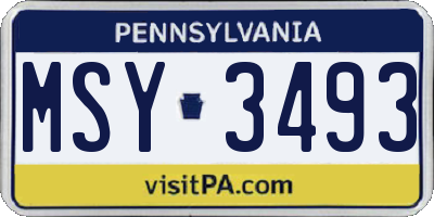 PA license plate MSY3493