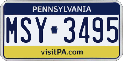 PA license plate MSY3495