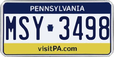 PA license plate MSY3498