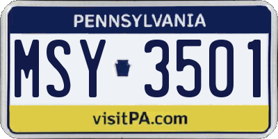 PA license plate MSY3501
