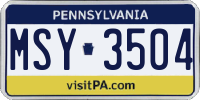 PA license plate MSY3504