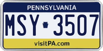PA license plate MSY3507